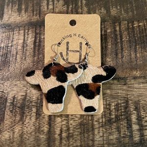 New cow hide leather leopard earrings